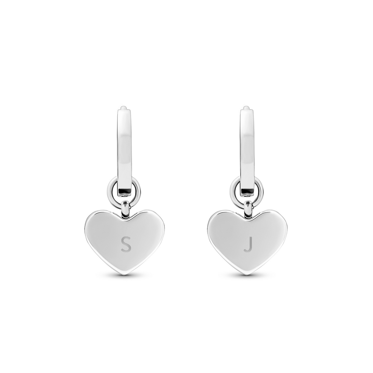 Pale Pink Opal Heart Huggie Earrings (Silver)