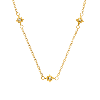Fingerprint Moon & Star Tag Necklace (Gold)