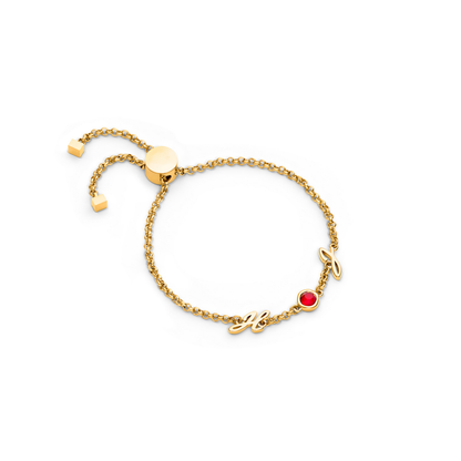 Made Mine Initials & Birthstone Bracelet - Gold