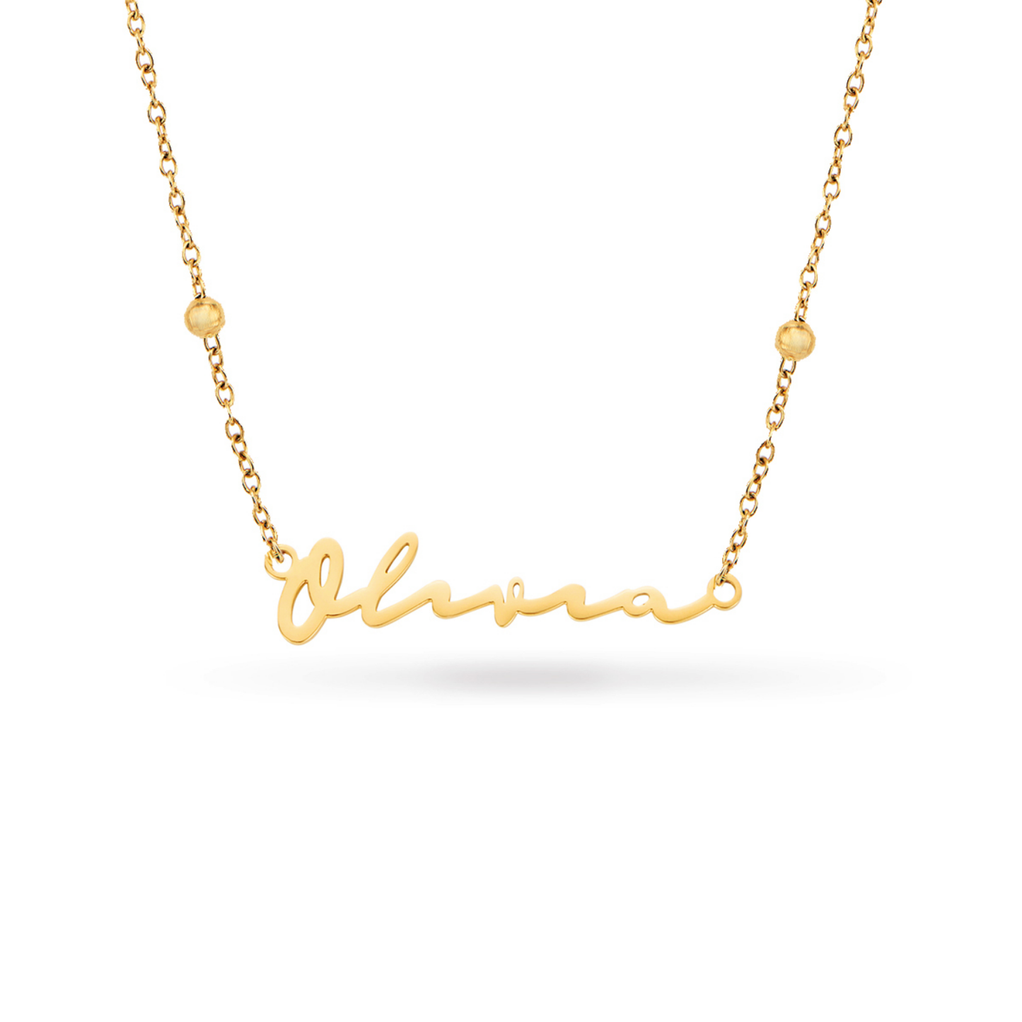 Matching Fine 'Mini & Me' Signature Name Necklace Set (Gold)