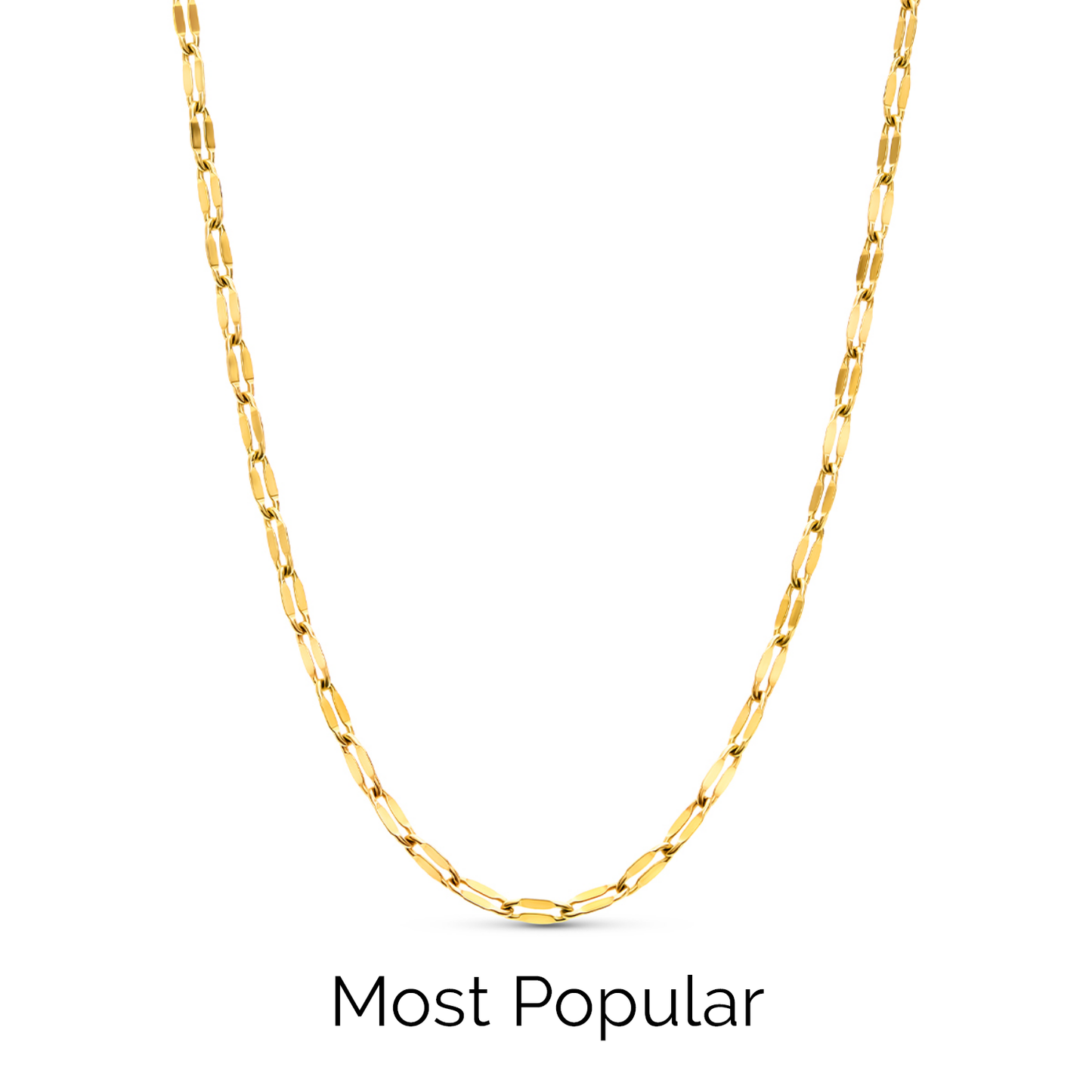 Paperclip Diamond Cut Chain Necklace (Gold)