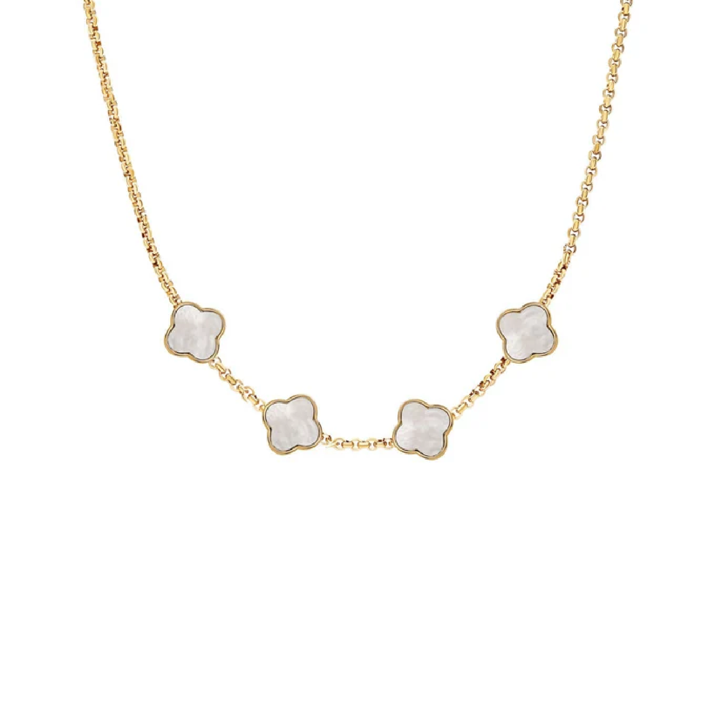 Pearl Clover Custom Name Necklace (Gold)