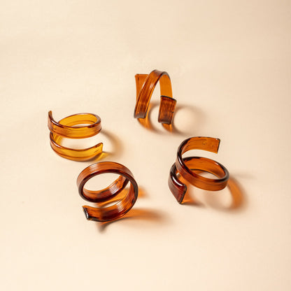 Glass Twist Napkin Rings, Set of 4