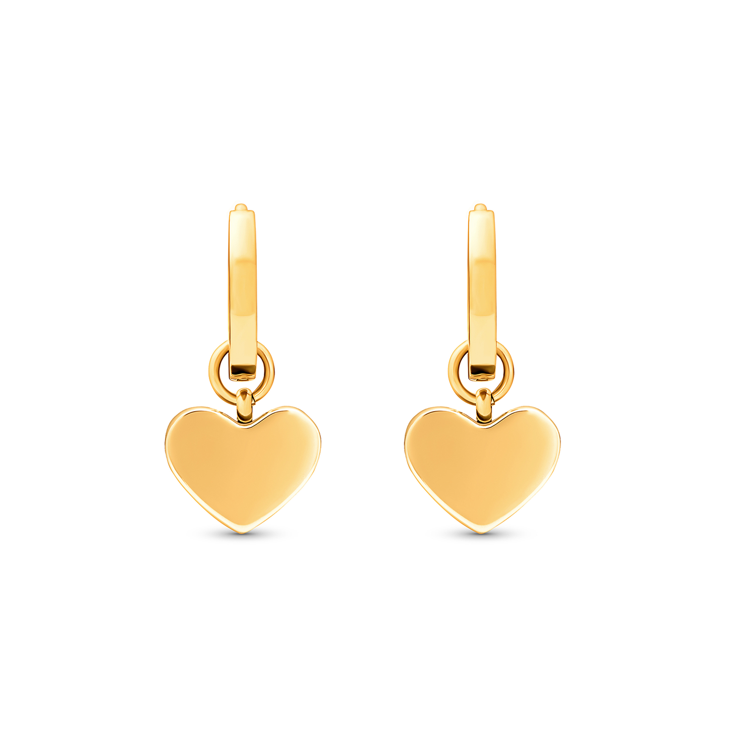 Mint Green Quartz Heart Huggie Earring Set (Gold)