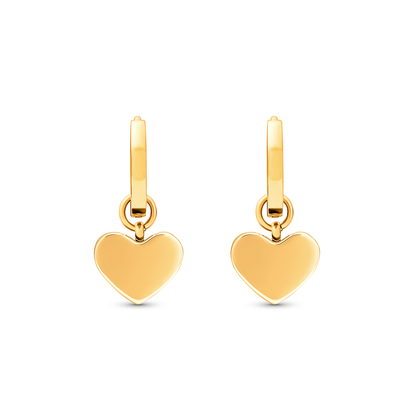 Chocolate Brown Heart Huggie Earrings (Gold)