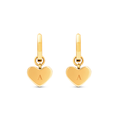 Green Quartz Heart Huggie Earrings (Gold)