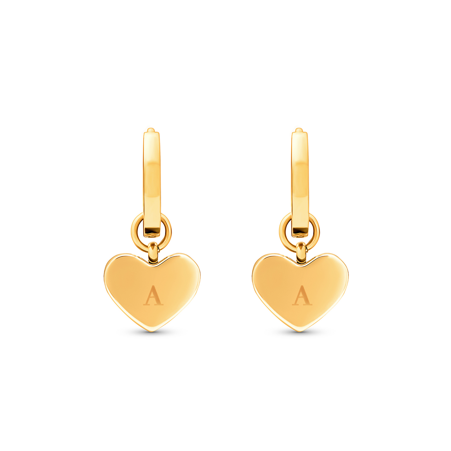 Mint Green Quartz Heart Huggie Earrings (Gold)