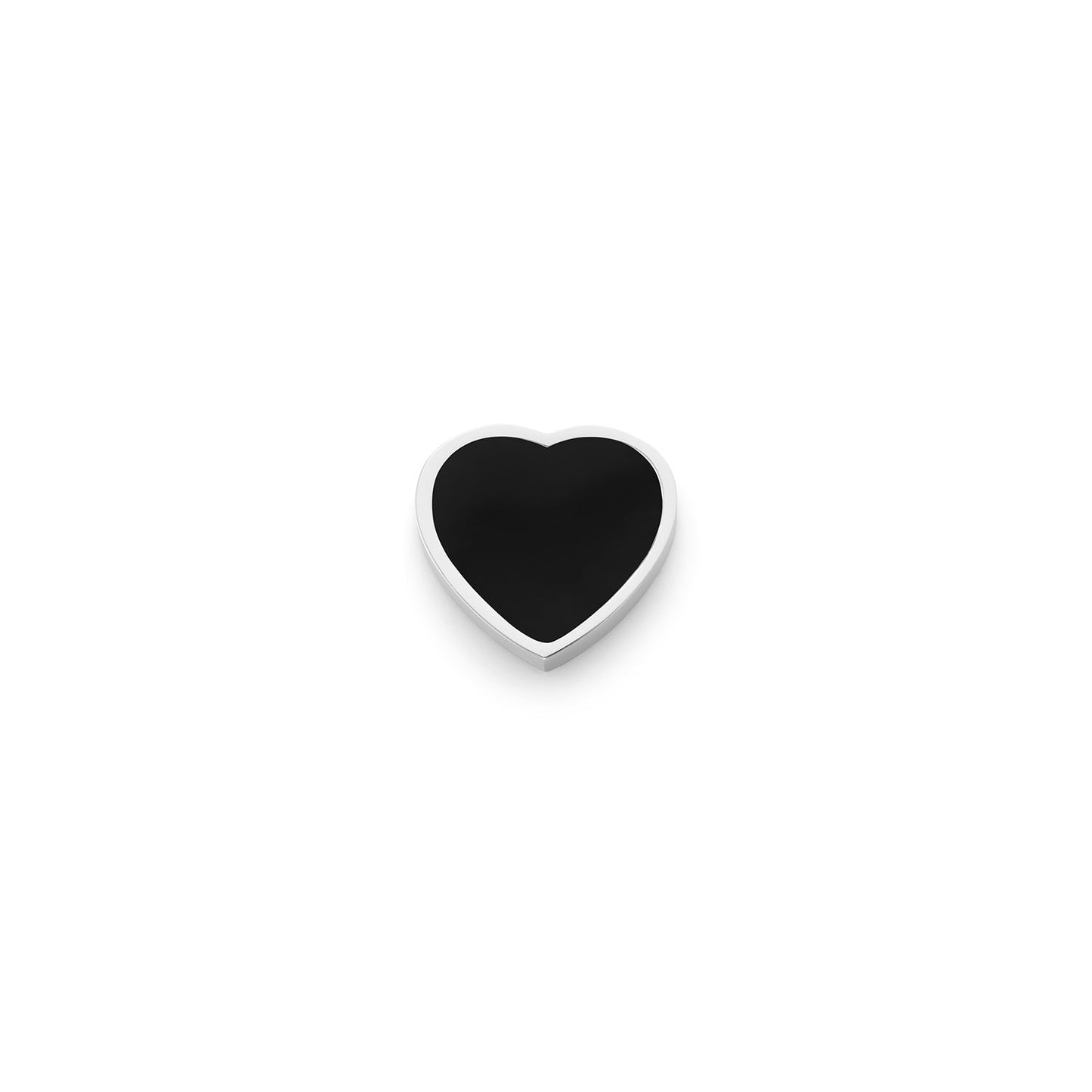 Black Enamel Heart Charms (Silver) - Plain