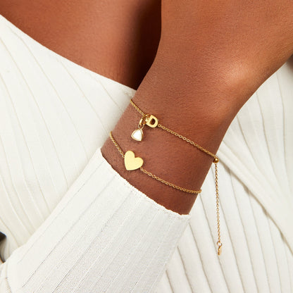 Birthstone & Made Mine Letter Bracelet (Gold)