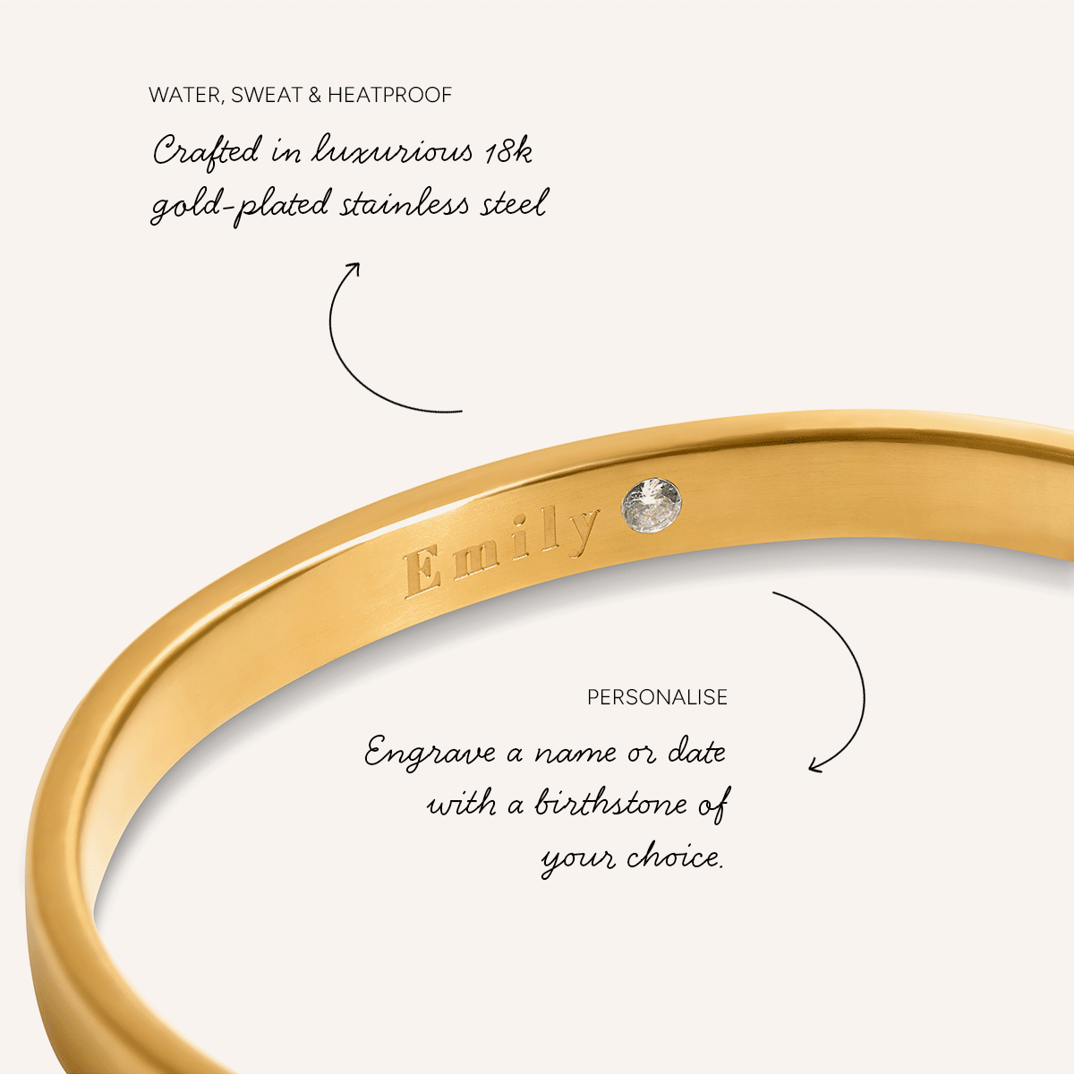 Custom Memento Cuff Bangle (Gold)