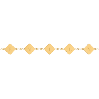Blue Lace Agate Clover Bracelet (Gold)
