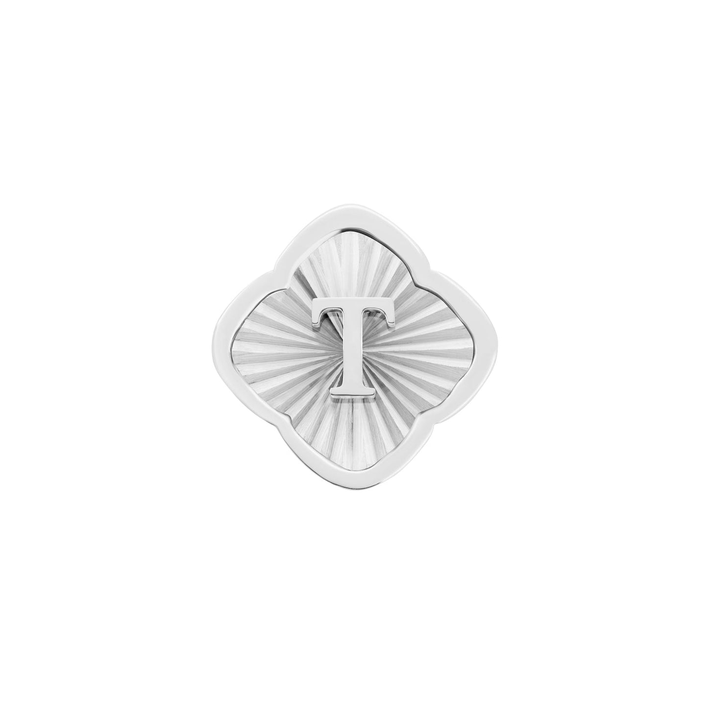 Rosette Textured Clover Charms (Silver) - Initials