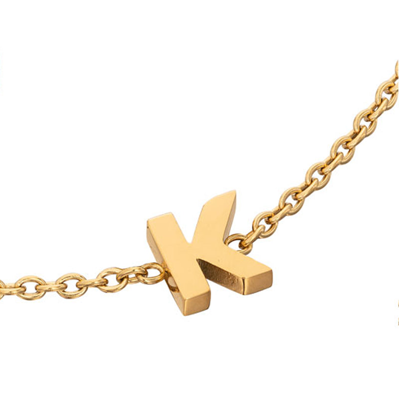 Birthstone & Made Mine Letter Bracelet (Gold)