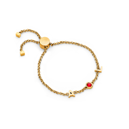 Made Mine Initials & Birthstone Bracelet - Gold