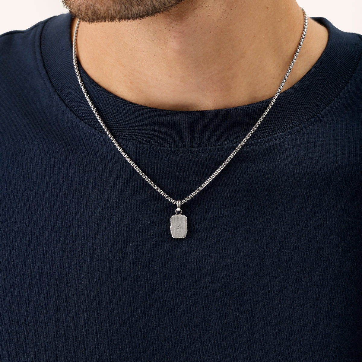 Molten Edge Tag Pendant (Silver)