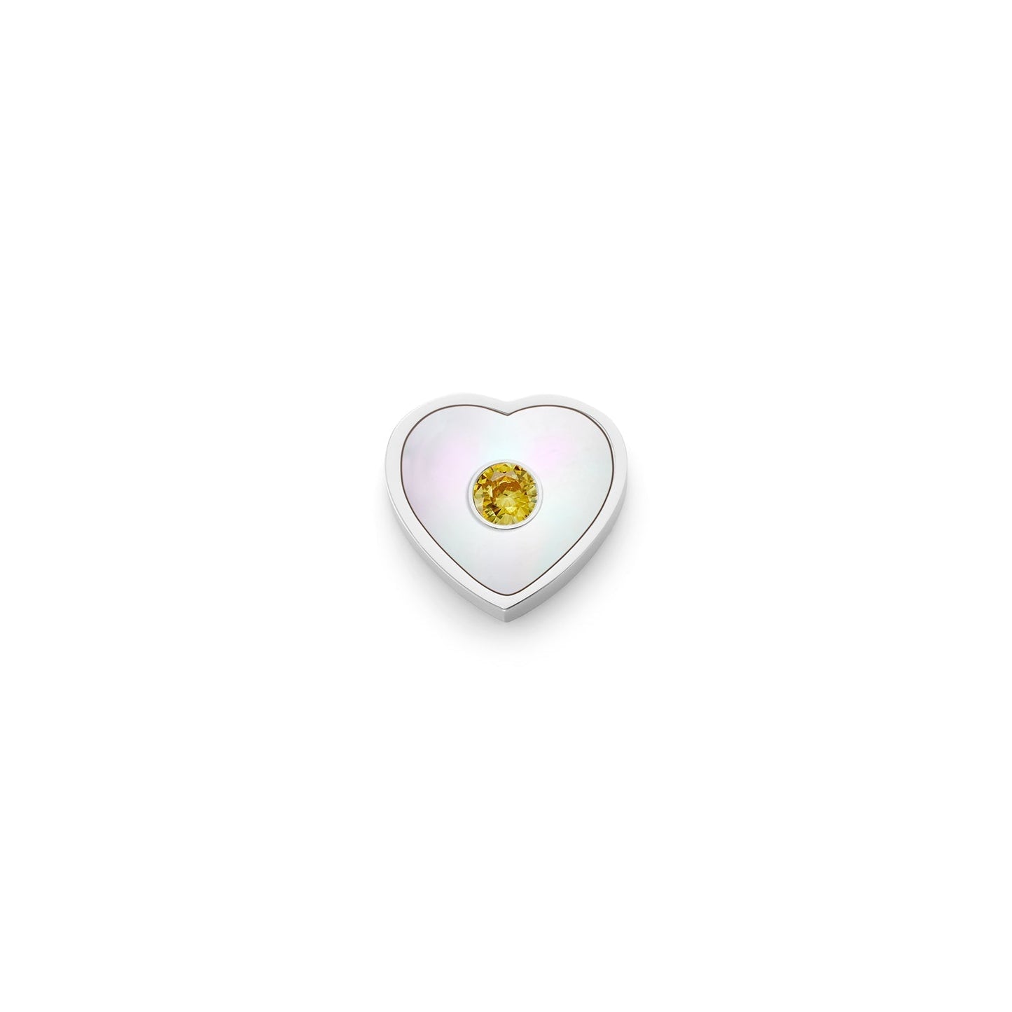 Pearl Heart Charms (Silver) - Birthstone
