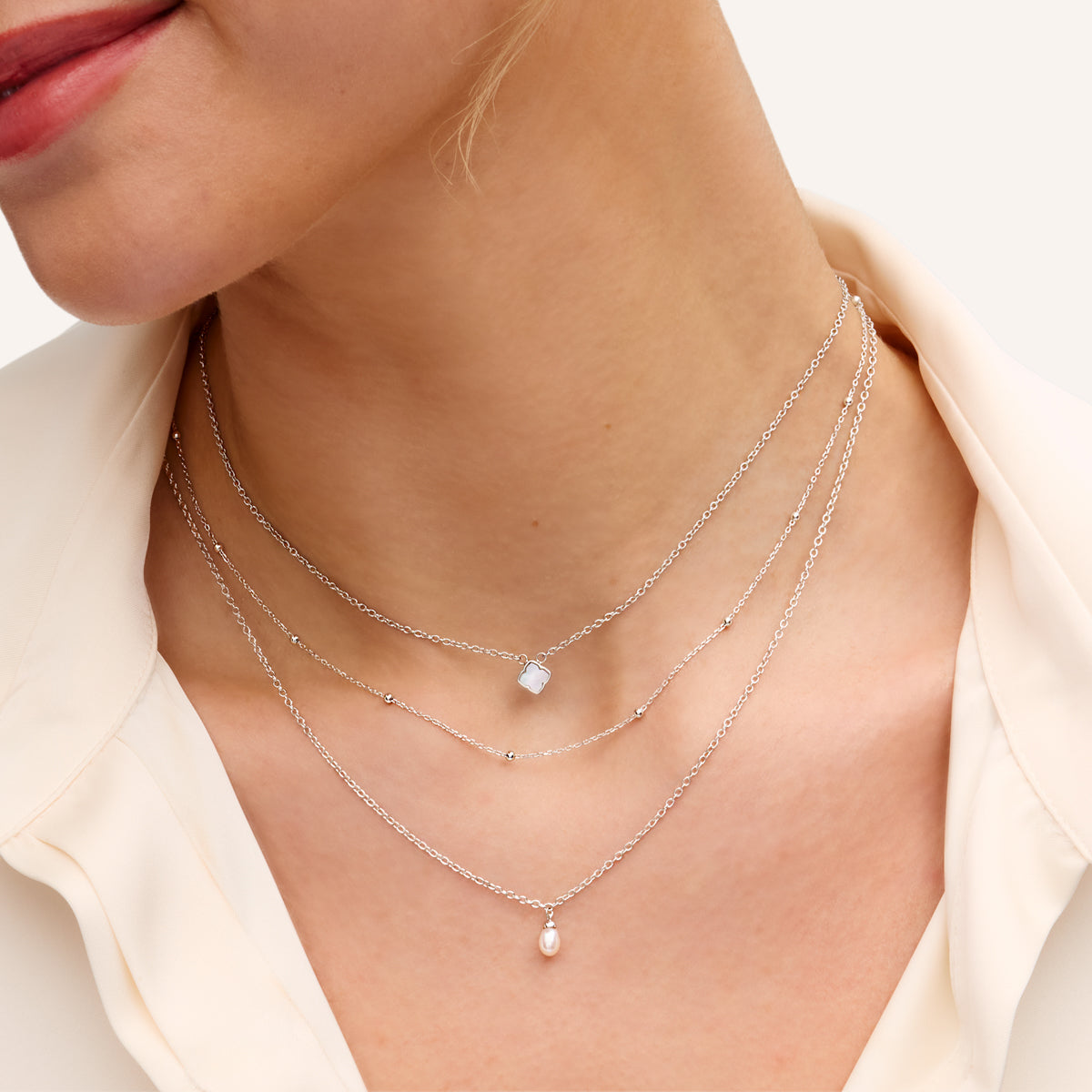 Fine Organic Pearl Necklace Bridesmaid Gift Set (Silver)