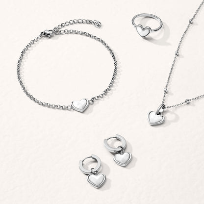 Mother of Pearl Heart Bracelet (Silver)