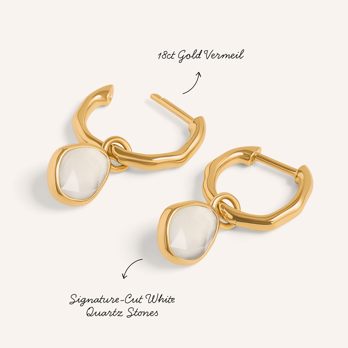 Signature Cut White Quartz Ear Stacking Set (Gold)