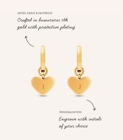 Mixed Metal Heart Huggie Earrings (Gold)