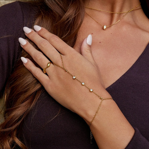 Freya Crystal Hand Chain Bracelet